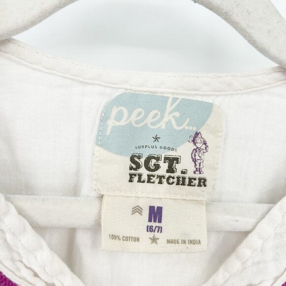 Peek Sgt Fletcher Girls Boho Summer Short Sleeve Embroidered Floral Top Size 6/7 - Picture 2 of 5